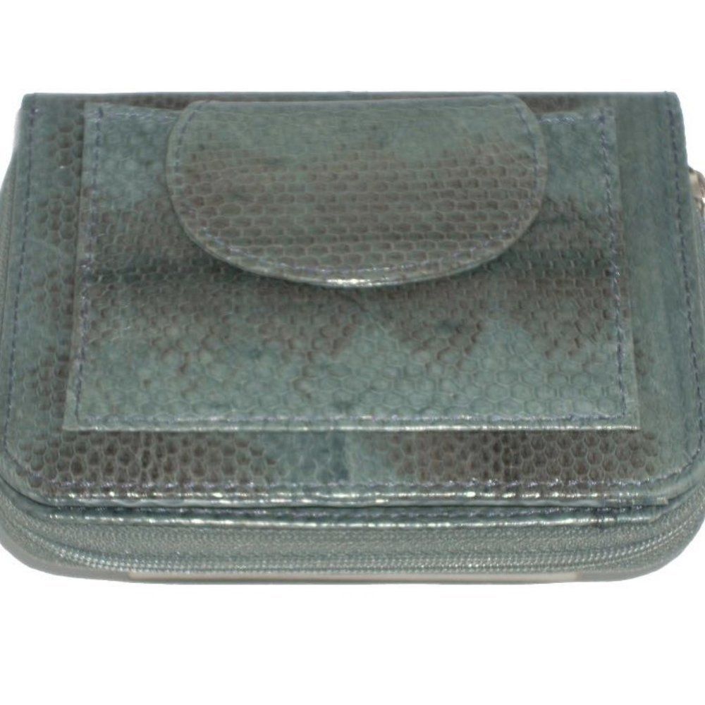 Lee Sands Snakeskin Zip Around Ladies Wallet Gray